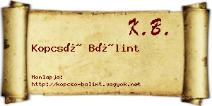 Kopcsó Bálint névjegykártya